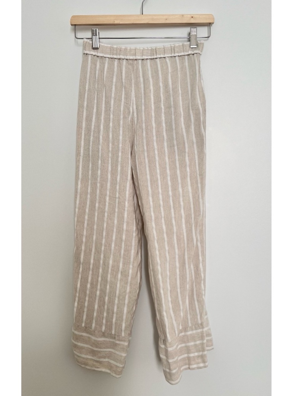 Loft | Beige and White Striped Linen Blended Pants